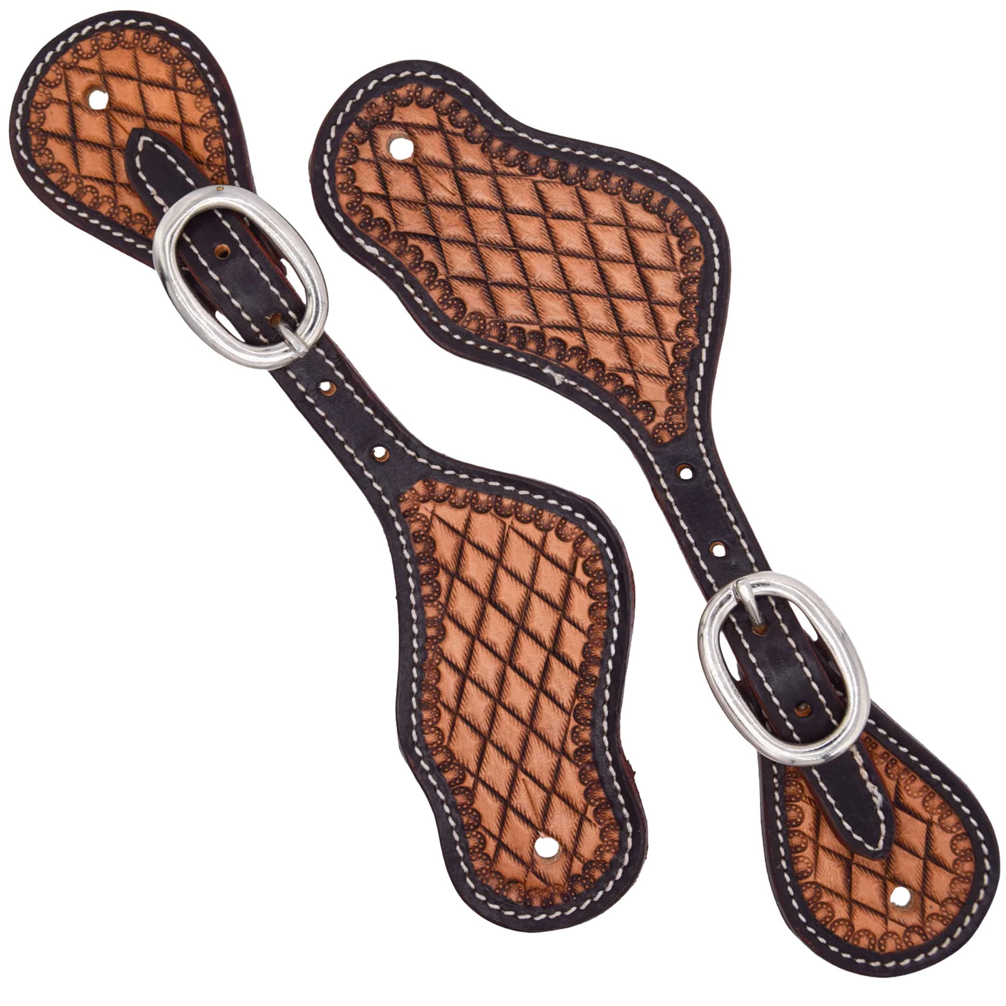 Teskey's Diamond Small Seed Bordered Spur Straps - Image 5