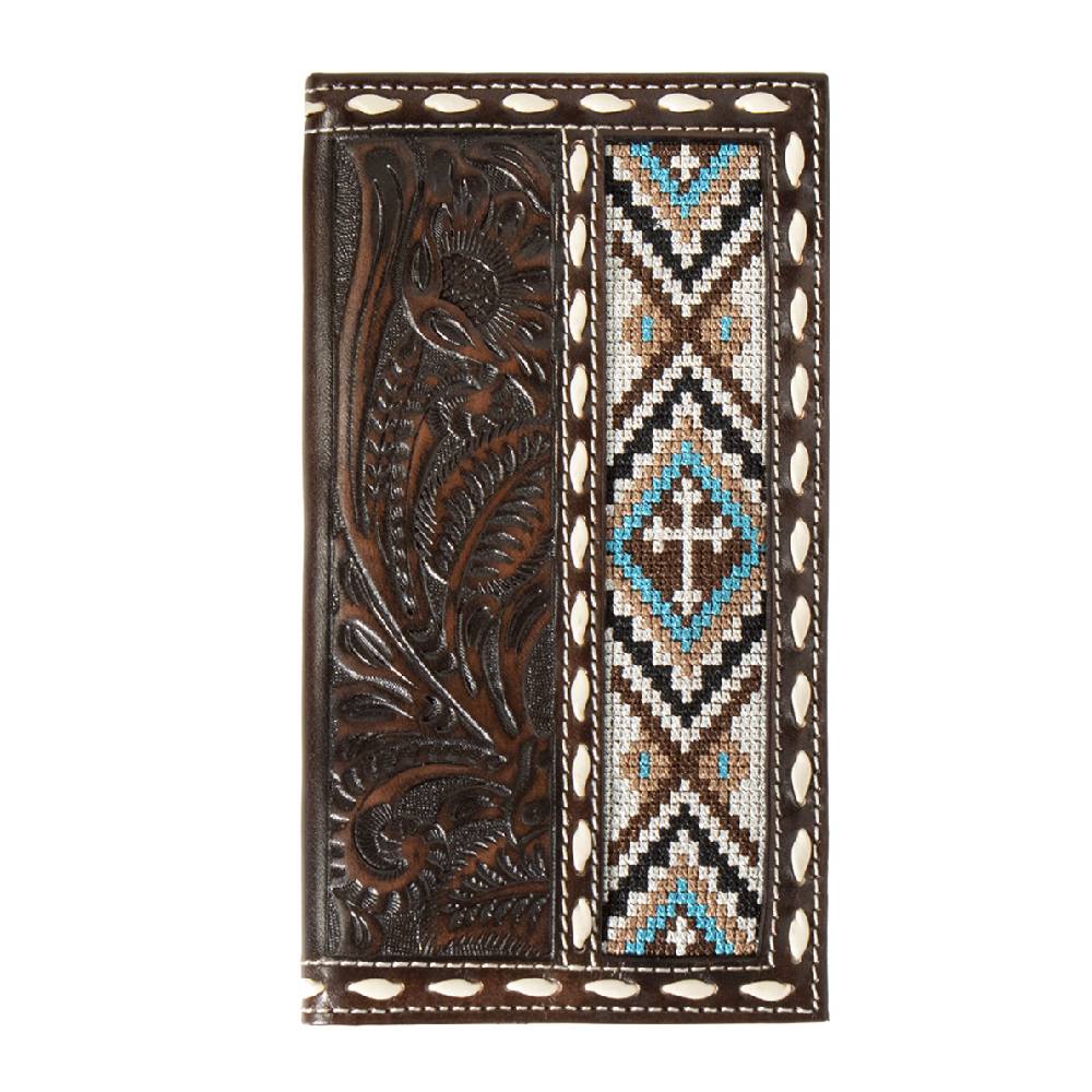 Nocona Cross Embroidered Inlay Rodeo Wallet