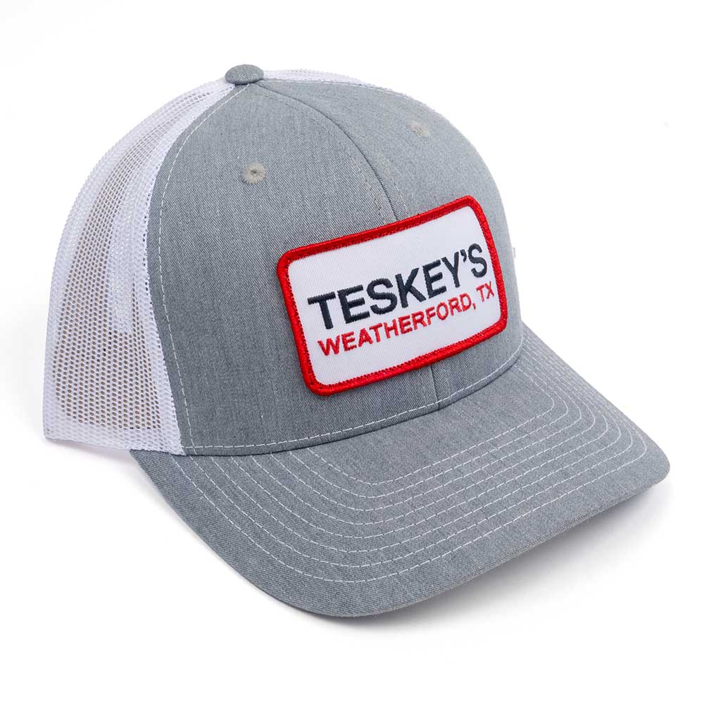 Teskey's Weatherford TX Patch Cap - Heather Grey/White