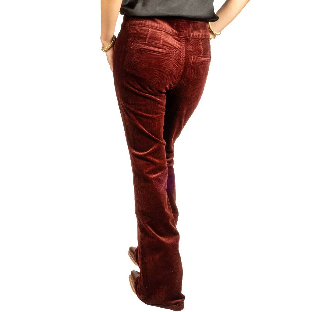 Rock & Roll Denim Women's Wine Corduroy Button Flare Jean - FINAL SALE - Image 2