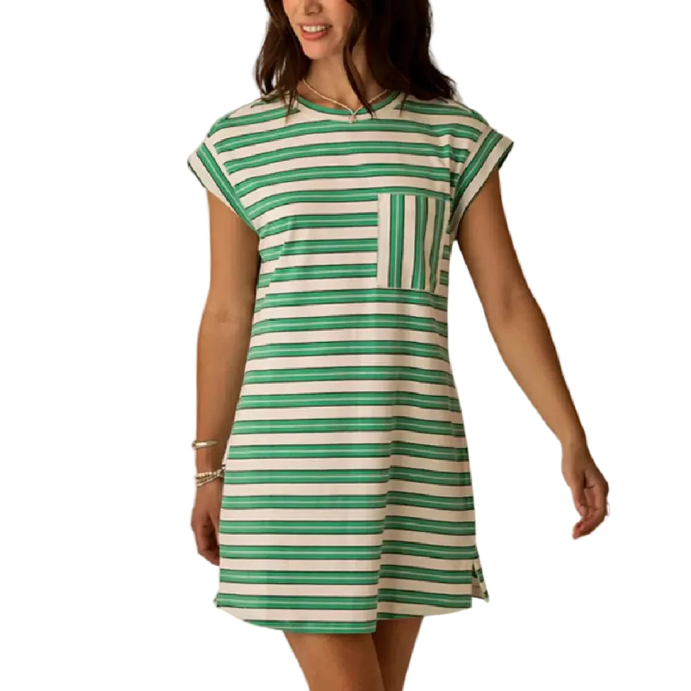 Carve Designs Cosmo Grass Navy Stripe Dress