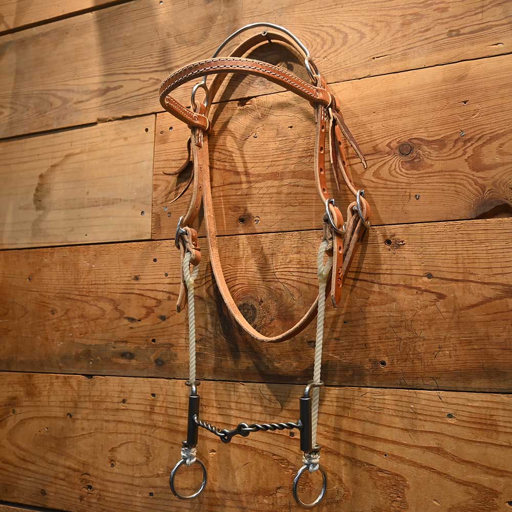 CHS Twisted Dogbone Sliding Rope Gag Bridle w/ Steel Crown - Image 2