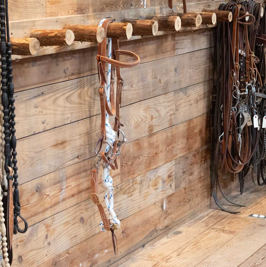CHS Mitch D-Ring Twisted Snaffle Bit w/ Draw Reins Bridle Rig