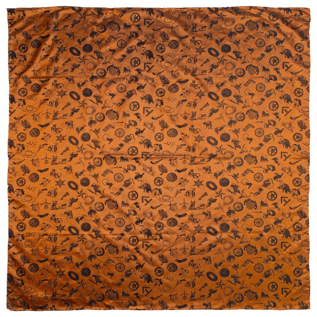 Cowboy Baroque Rust Silk Scarf - Image 2