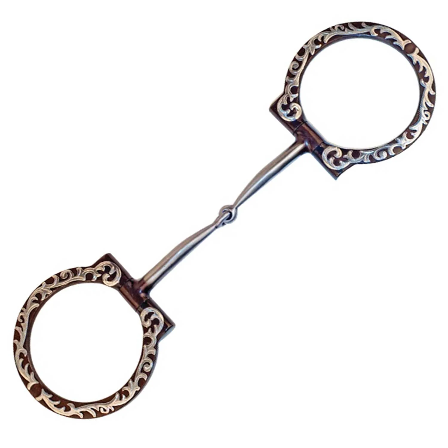 Metalab Antique Floral Western Dee Ring Smooth Snaffle Bit