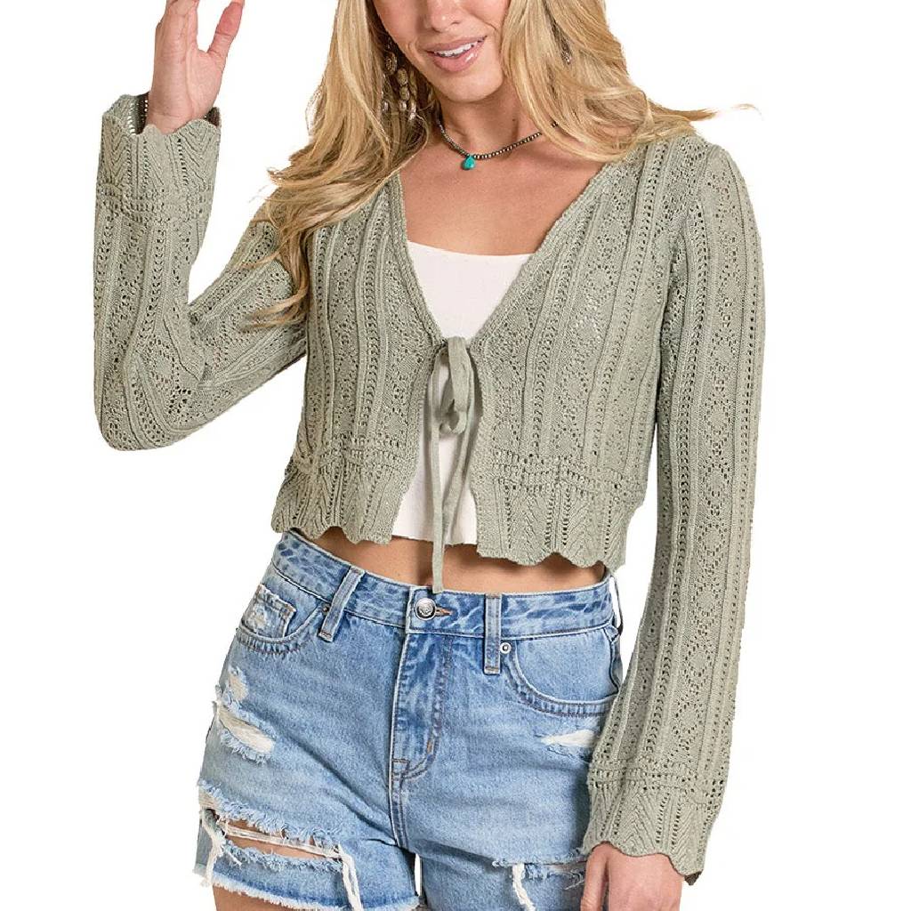Crochet Front Tie Jade Cardigan