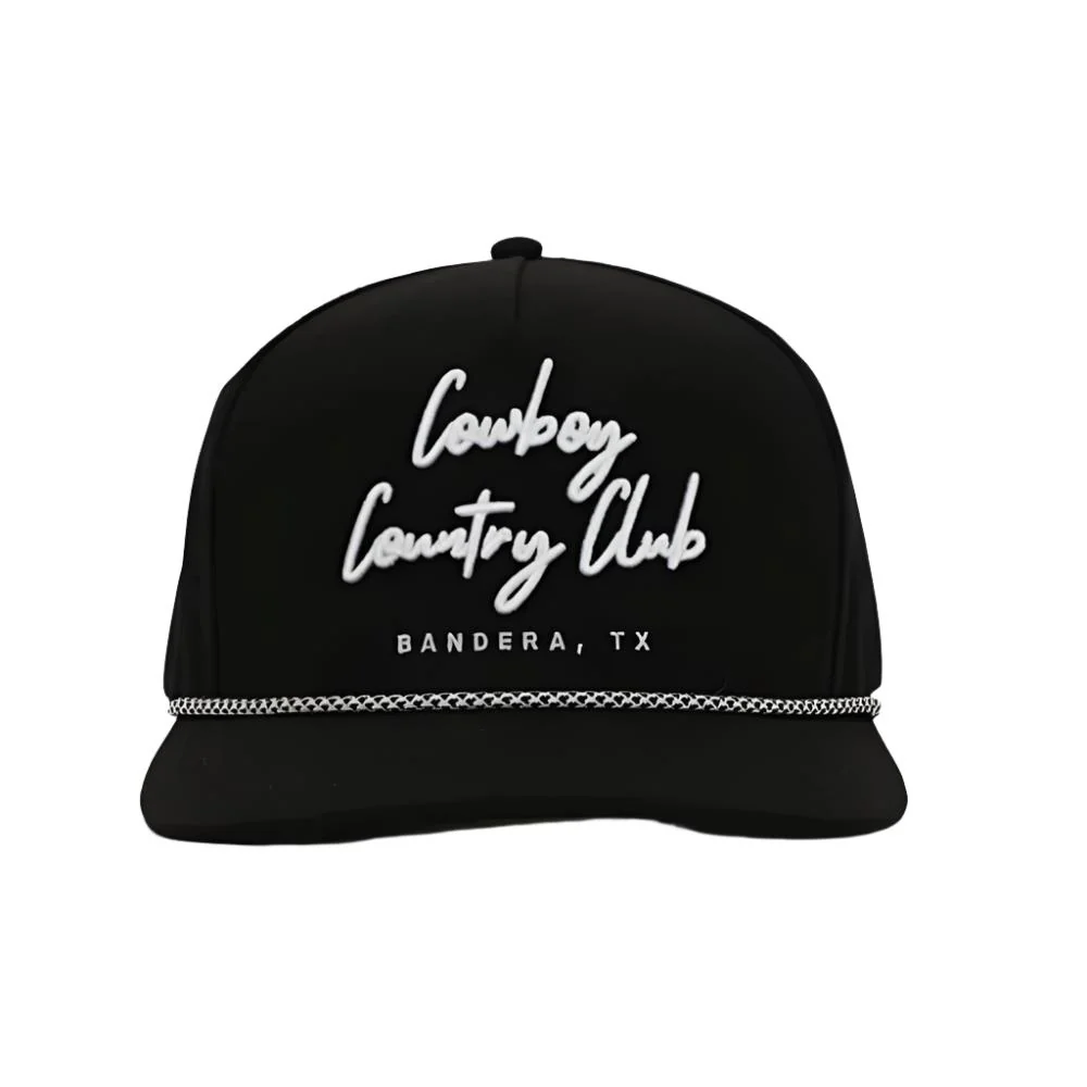 Cowboy Country Club Cursive Roped Hat - Black - Image 2