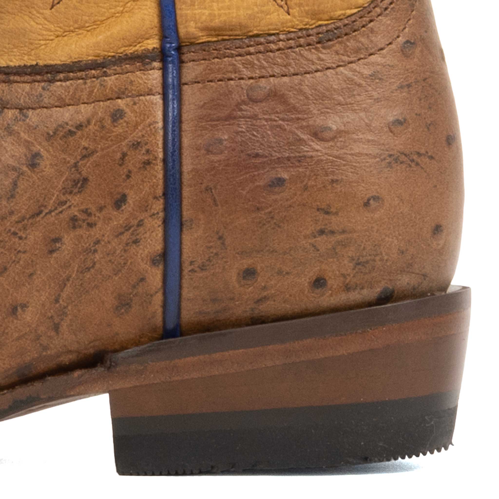 Roper Youth Cutter Quill Waxy Brown Embossed Ostrich Boot - Image 3