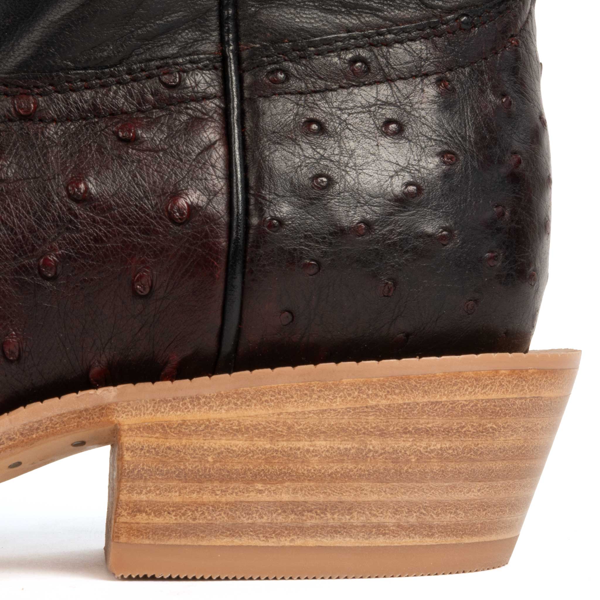 R. Watson Men's Cutter Toe Black Cherry Full Quill Ostrich Boot - Image 3