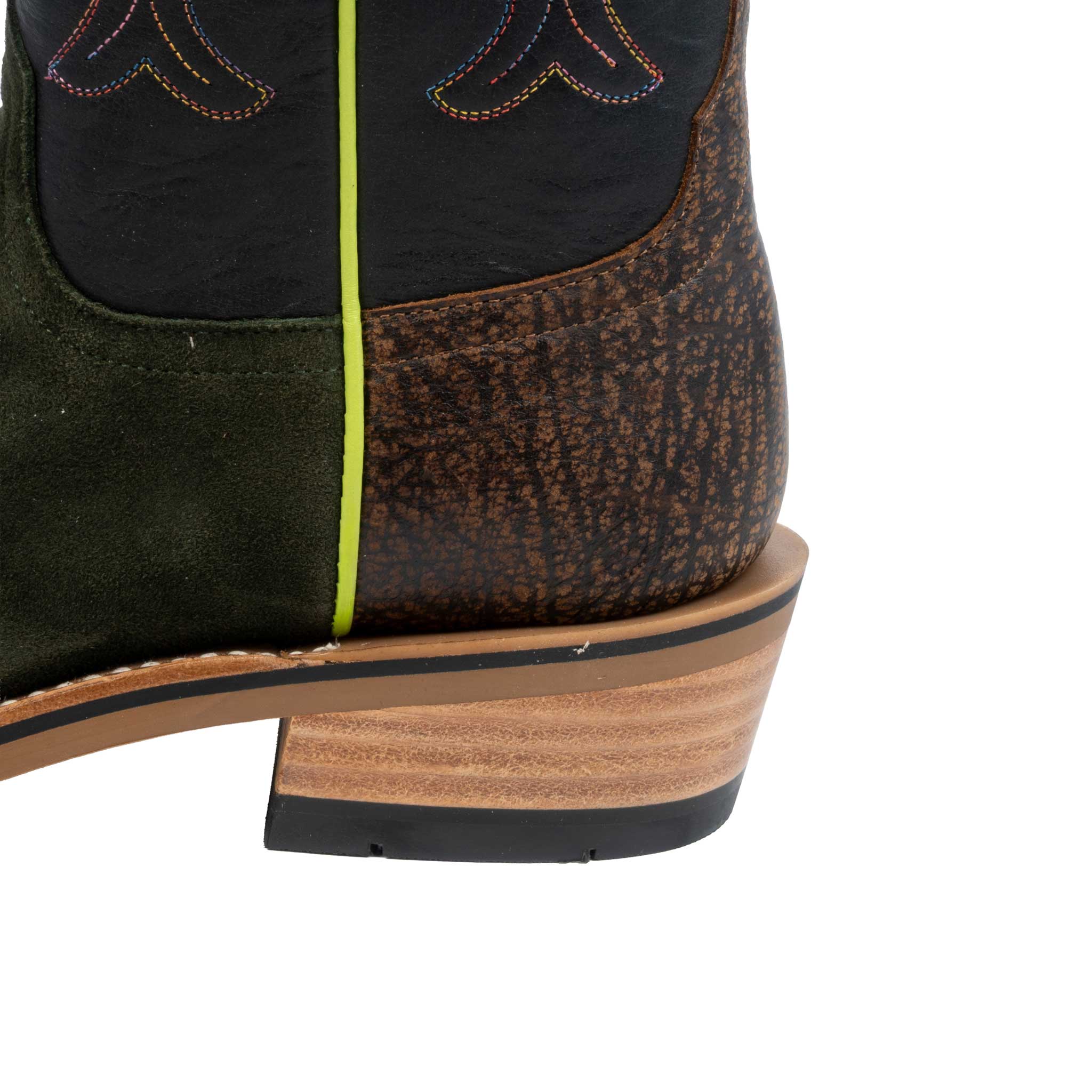 Horse Power Men's Cutter Toe High Noon Military Green Suede Black Western Boot - Image 3