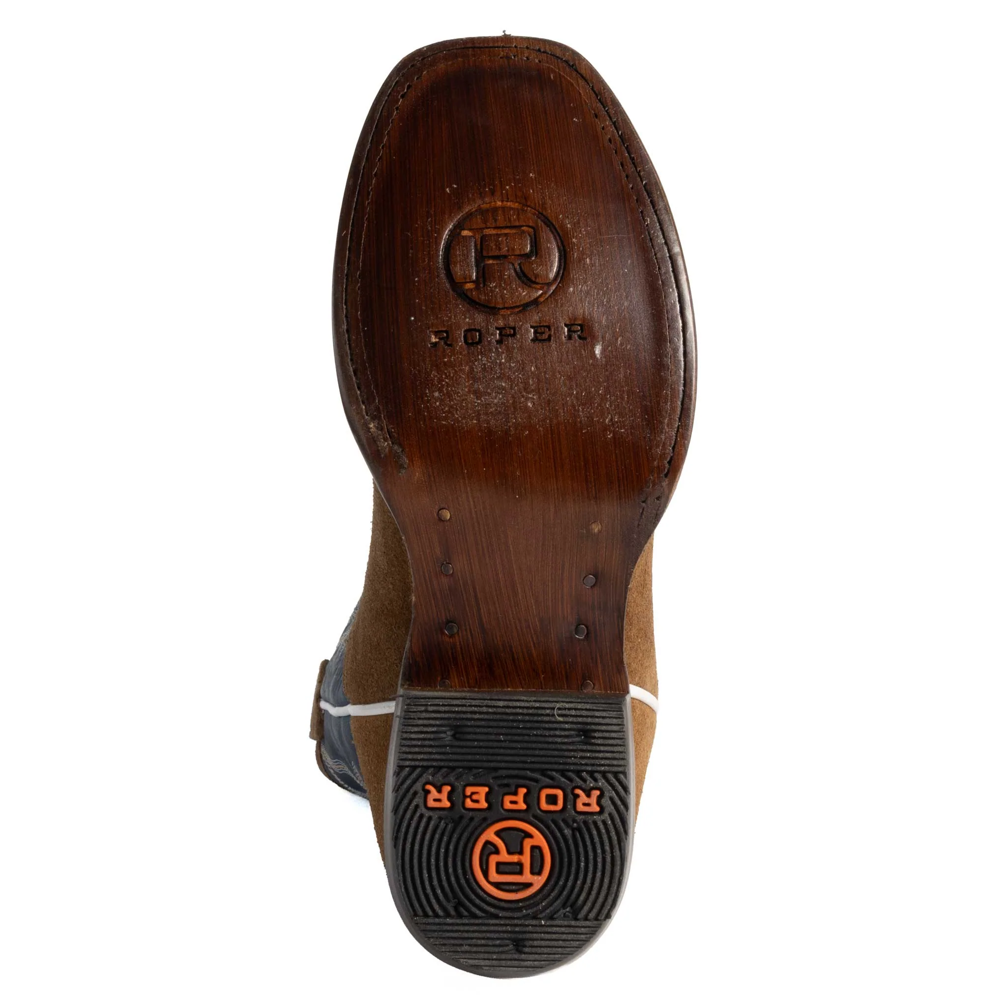 Roper Boy's Cutter Toe Tan Suede Western Boot - Image 4