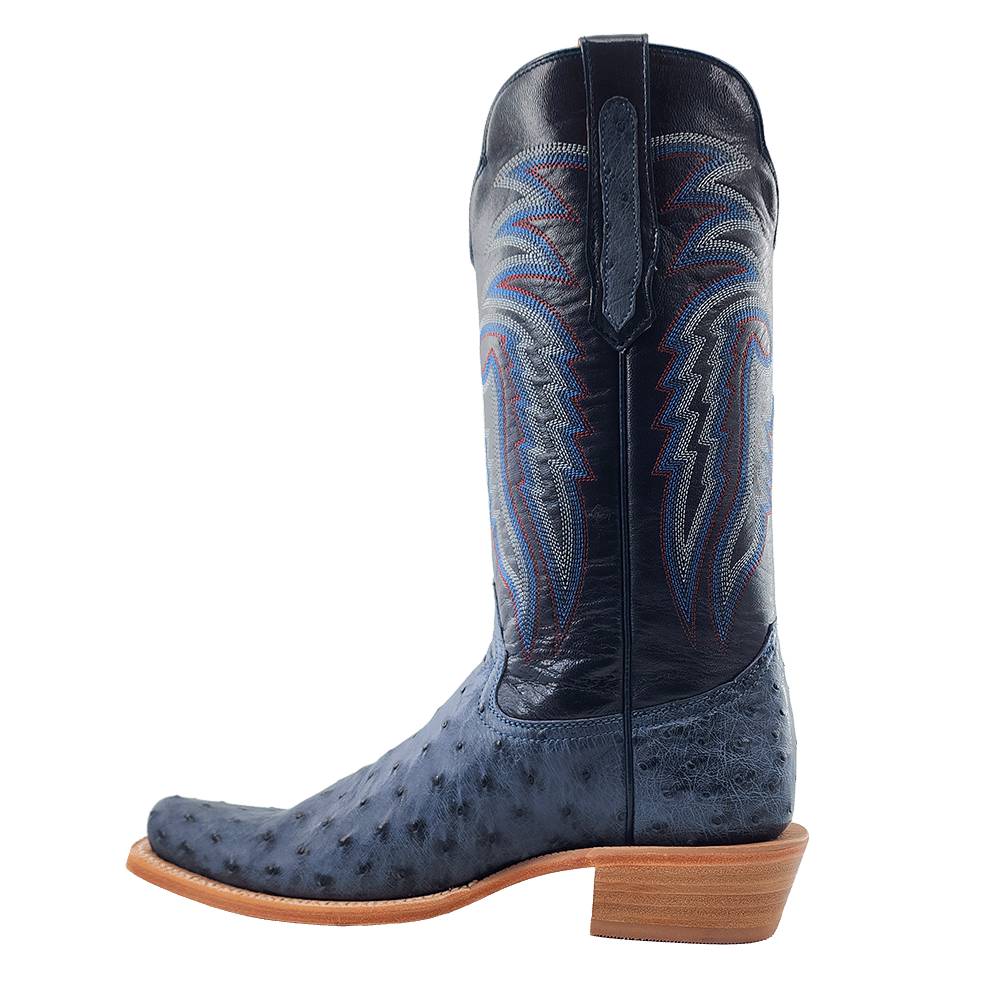 R. Watson Men's Denim Bruciato Full Quill Ostrich Cutter Toe Boot - Image 2