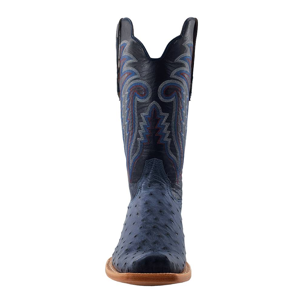 R. Watson Men's Denim Bruciato Full Quill Ostrich Cutter Toe Boot - Image 5