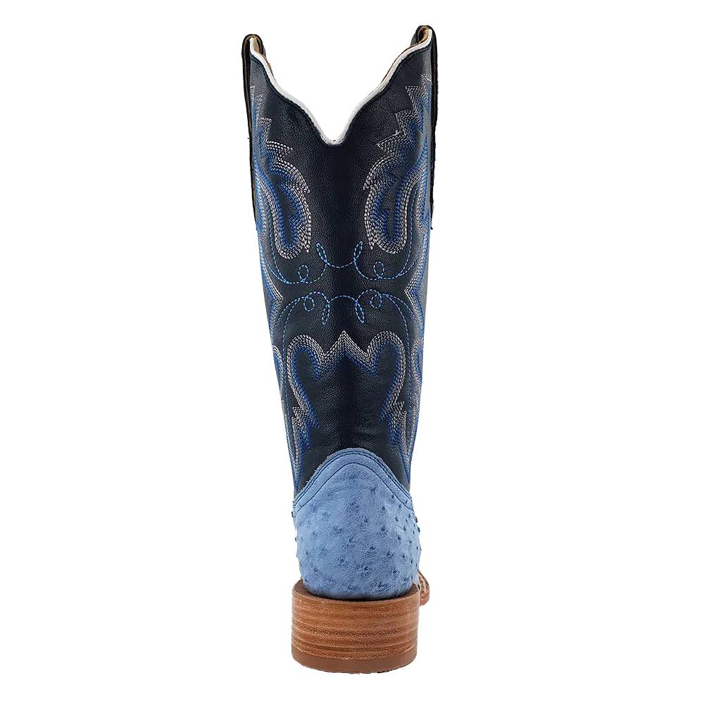 R. Watson Women's Denim Bruciato Full Quill Ostrich Square Toe Boot - Image 3
