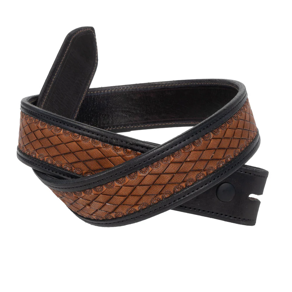 Randall Top Shelf Tooled Diamond Weave Belt - Black/Antique