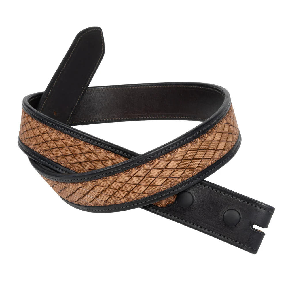 Randall Top Shelf Tooled Diamond Weave Belt - Black/Natural