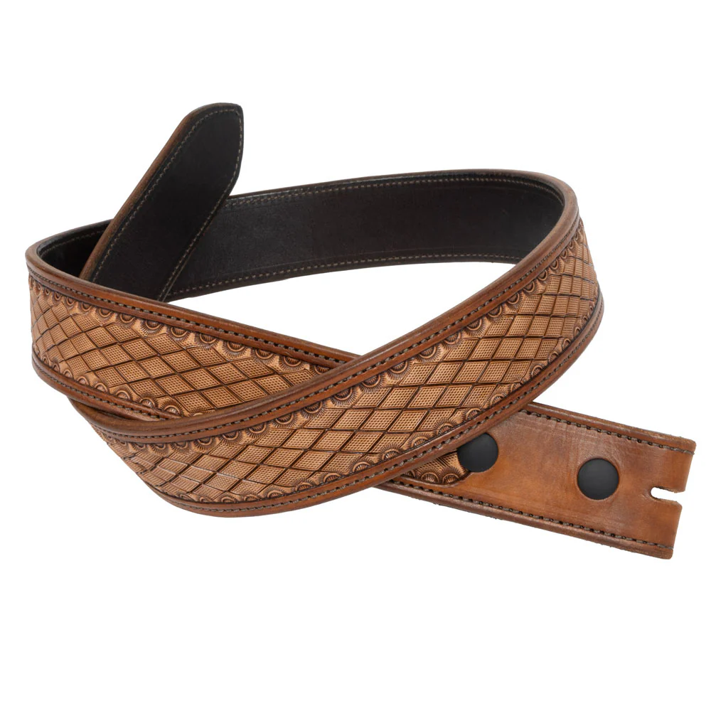 Randall Top Shelf Tooled Diamond Weave Belt - Tan/Natural
