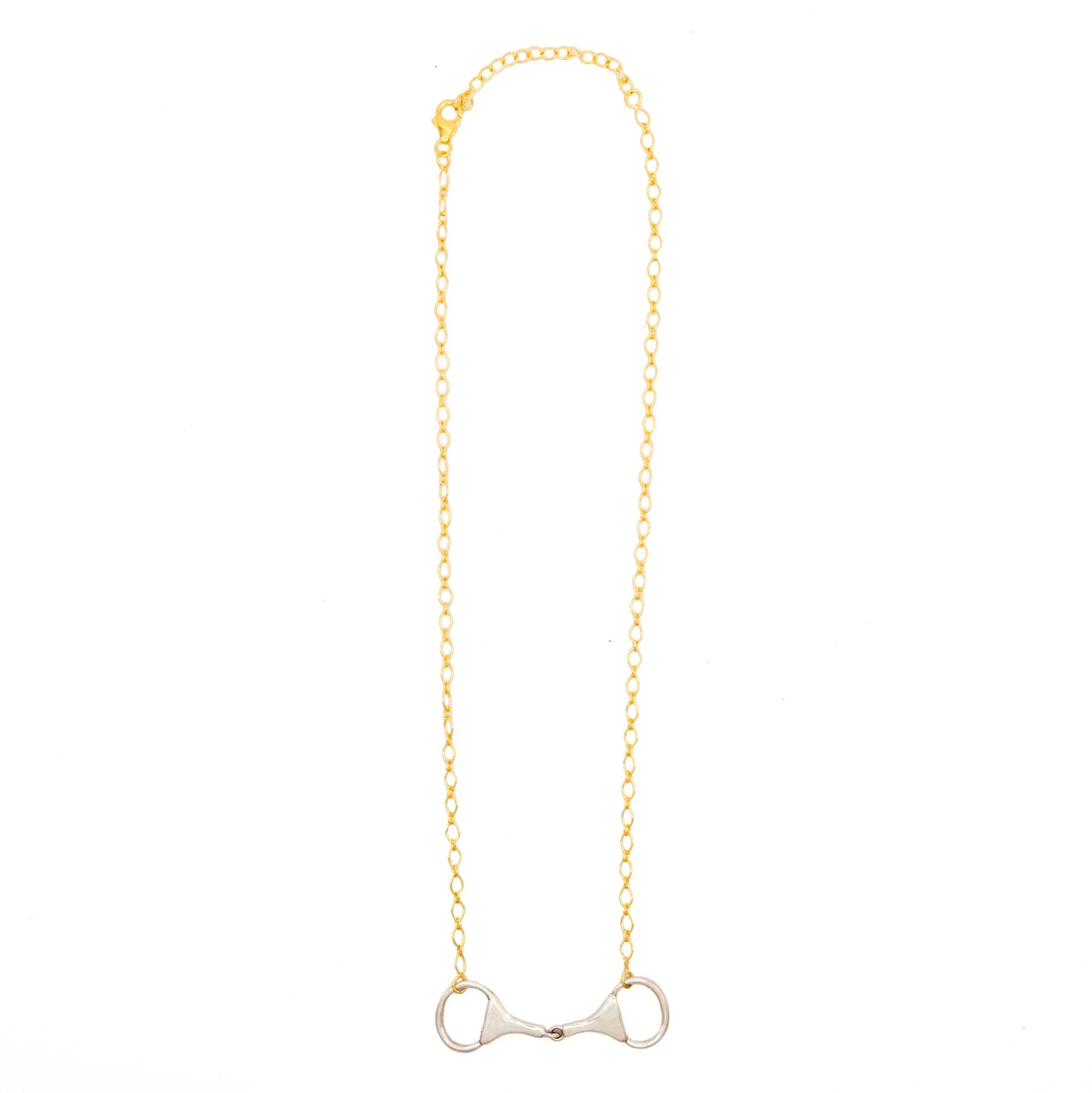 Gold Plated Necklace With Sterling Silver Snaffle Bit