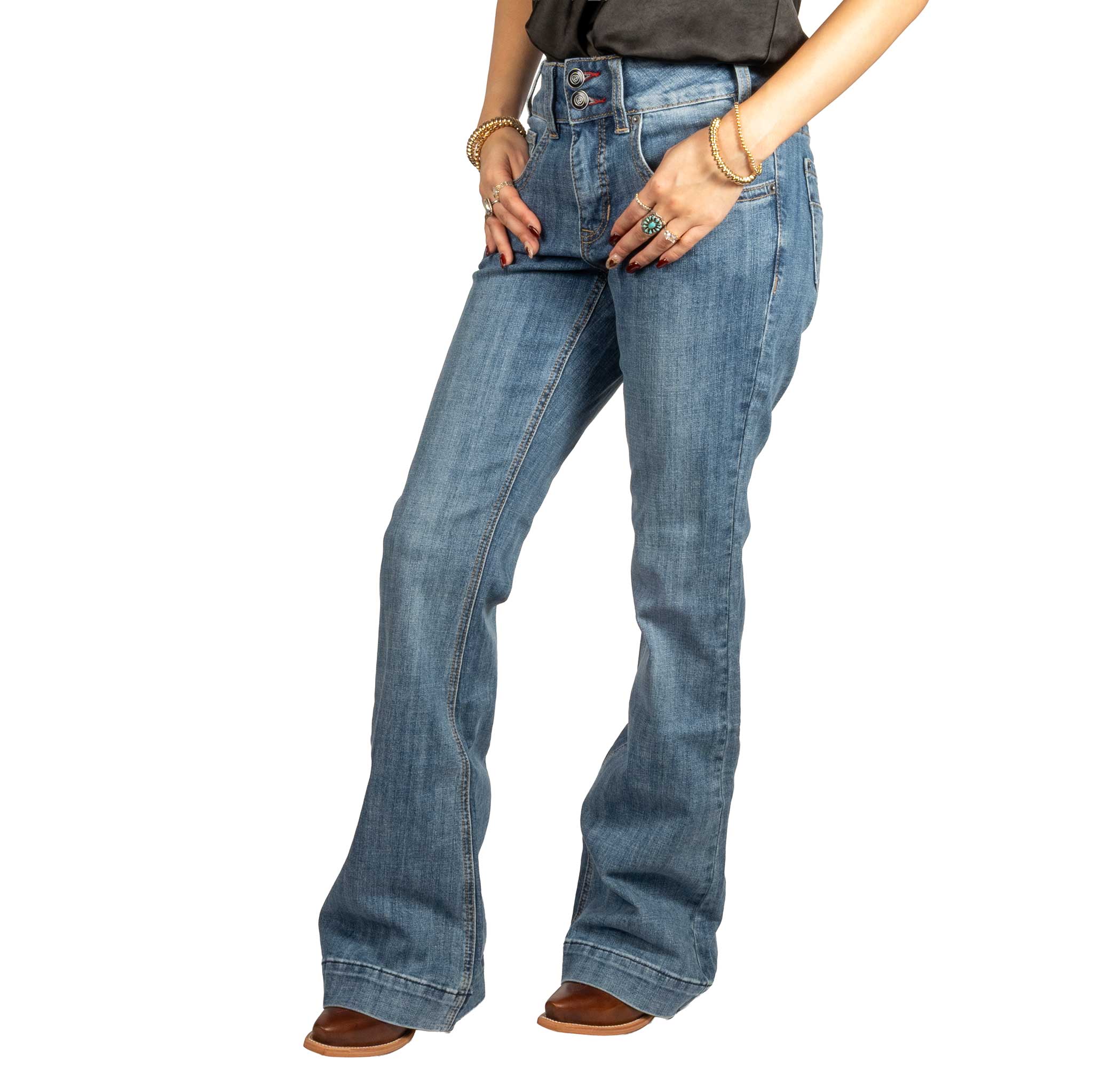 Rock & Roll Denim Women's Double Button Trouser - Image 2