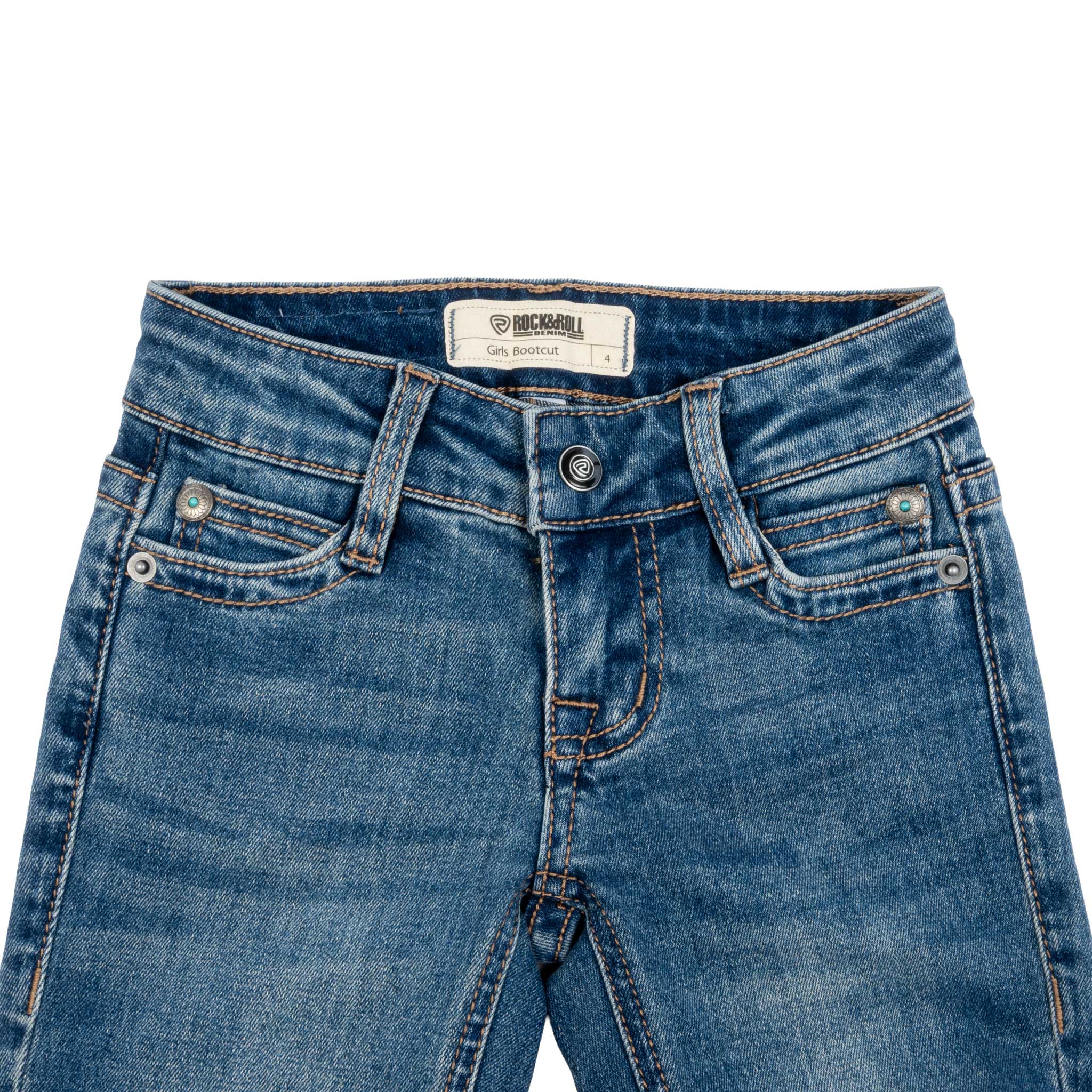 Rock & Roll Denim Girl's Double Coin Pocket Bootcut Jean - Image 2
