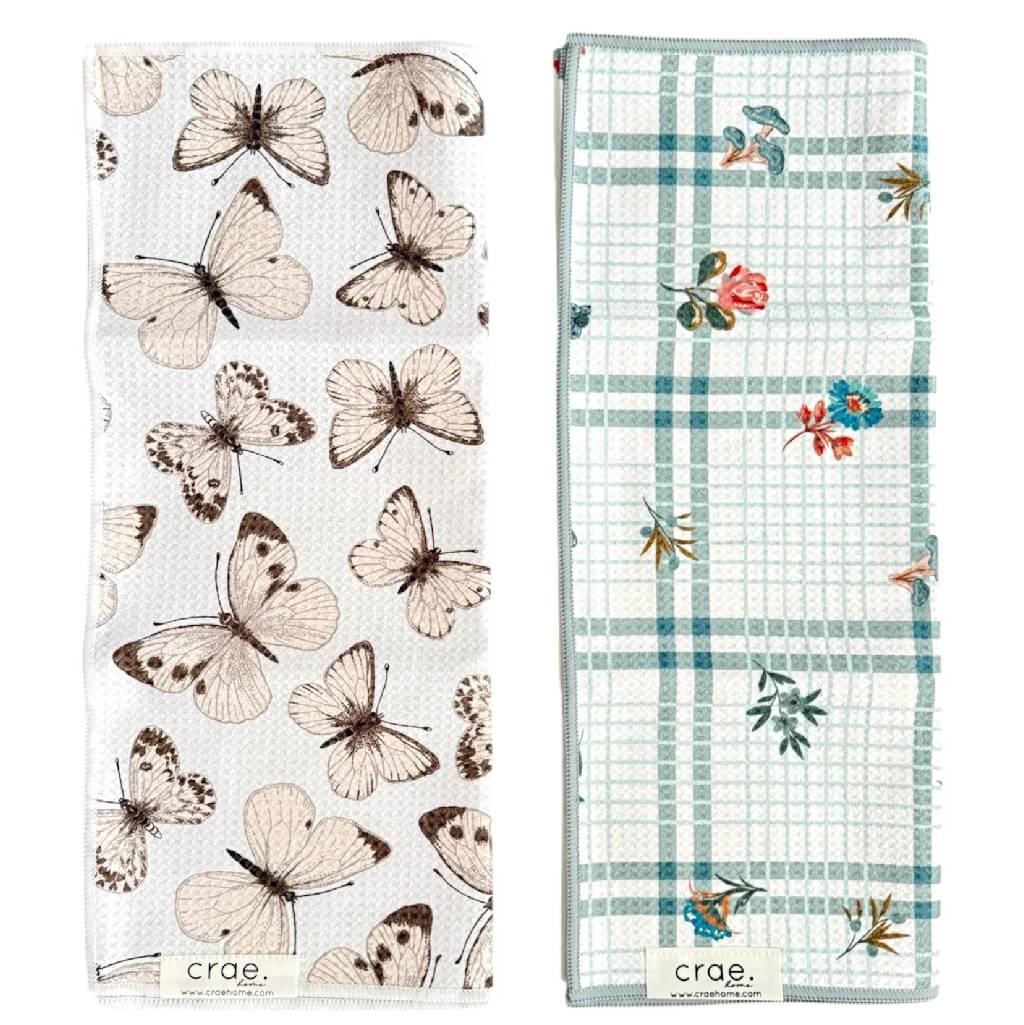 Double Sided Hand Towel Set of 2 - Blue Meadow/Rabble