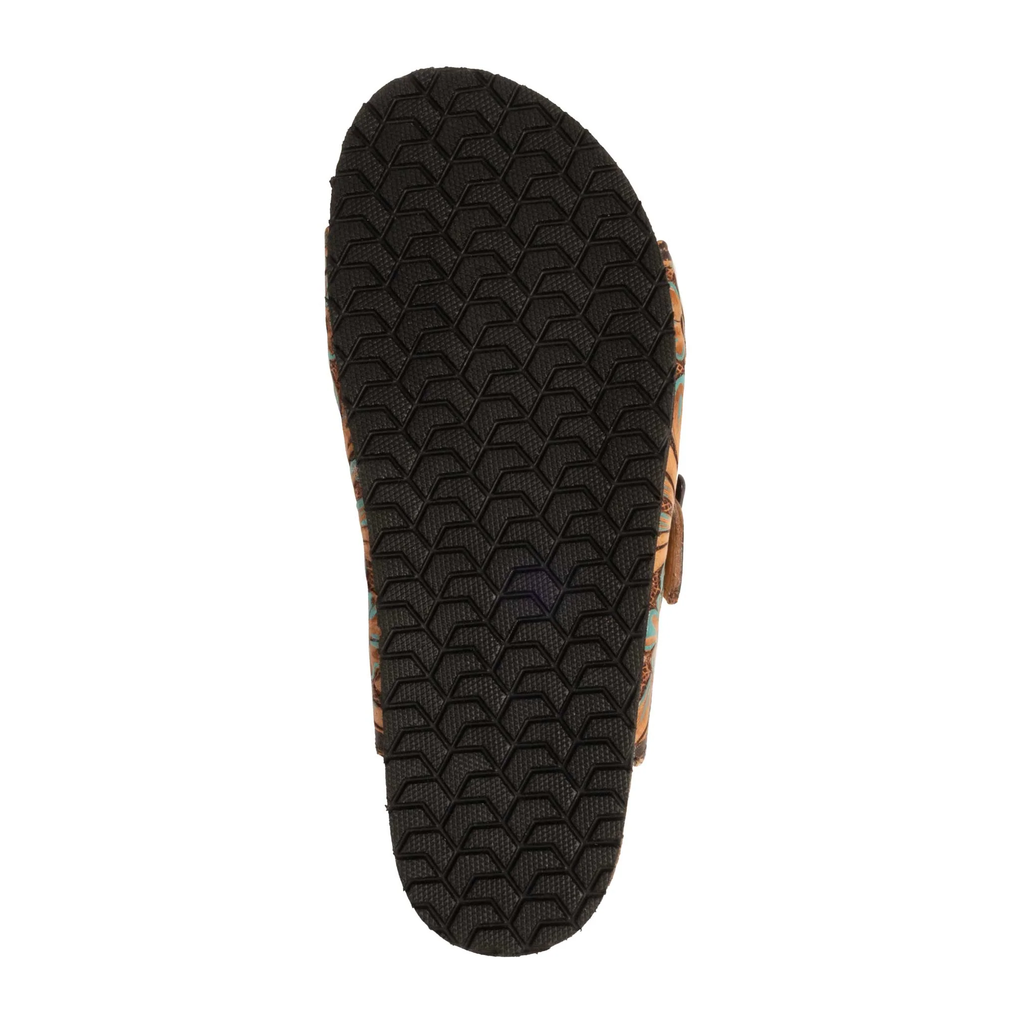 Challenger Women's Double Strap Turquoise Tooled Sandal - Image 5