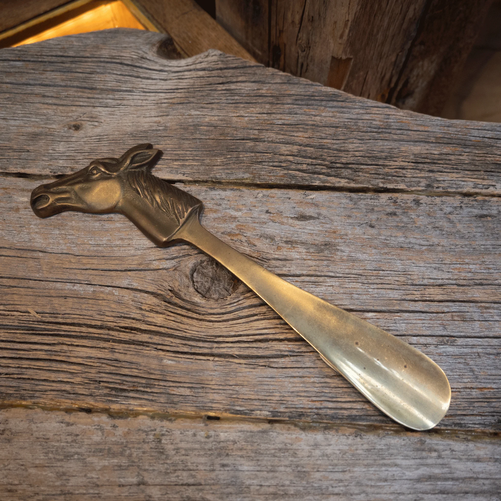 Early 50's - 60's Solid Brass Horse Head Shoe Horn
