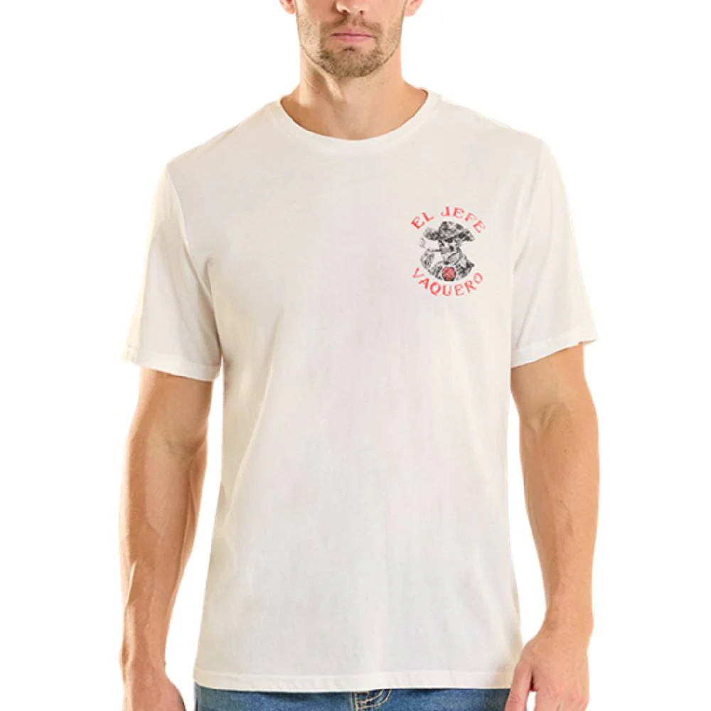Rock & Roll Denim Men's El Jefe Vaquero White Graphic Tee - Image 2