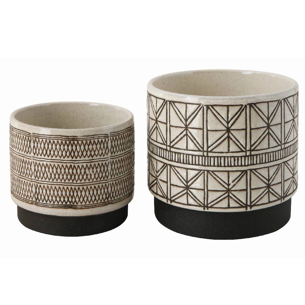 Embossed Stoneware Planters