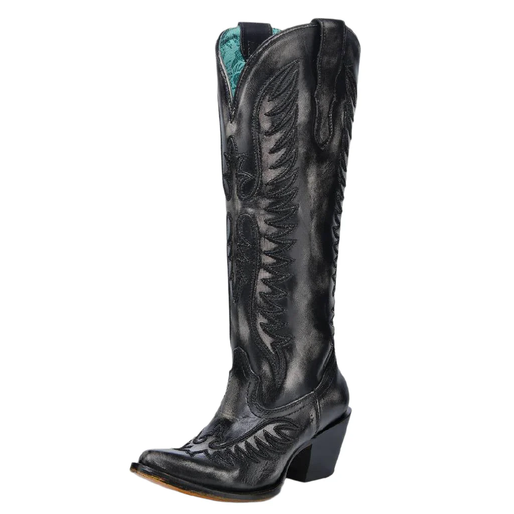 Corral Women's Embroidered Blacked Bone Cowboy Boot