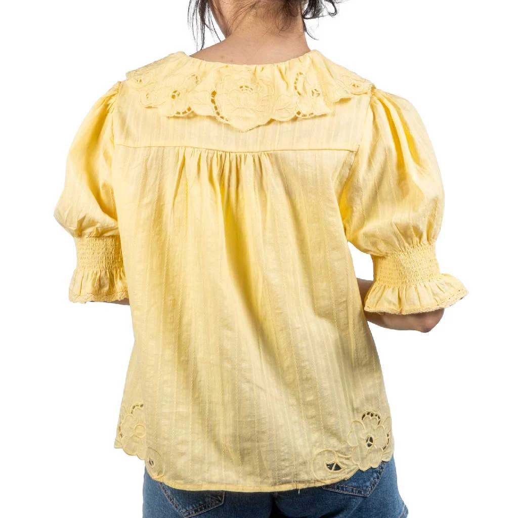 Embroidered Collar Butter Yellow Top - Image 2