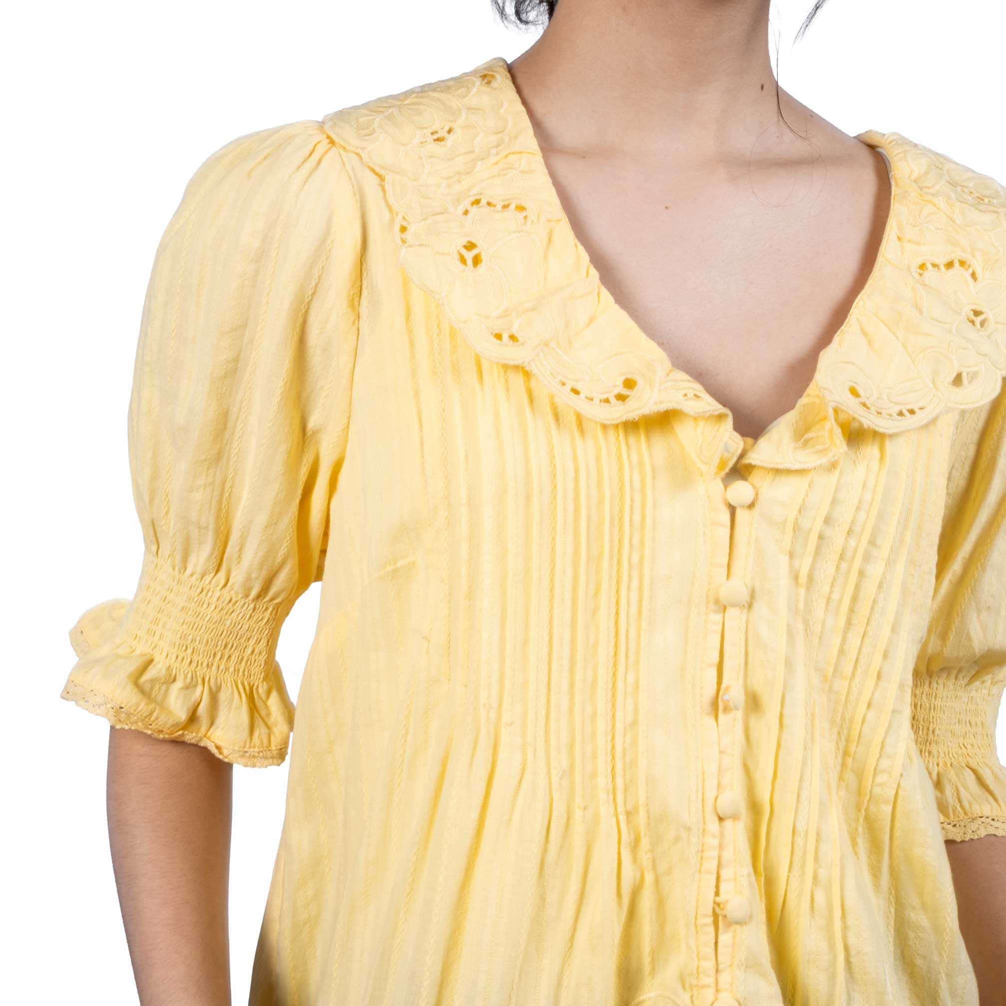 Embroidered Collar Butter Yellow Top - Image 3