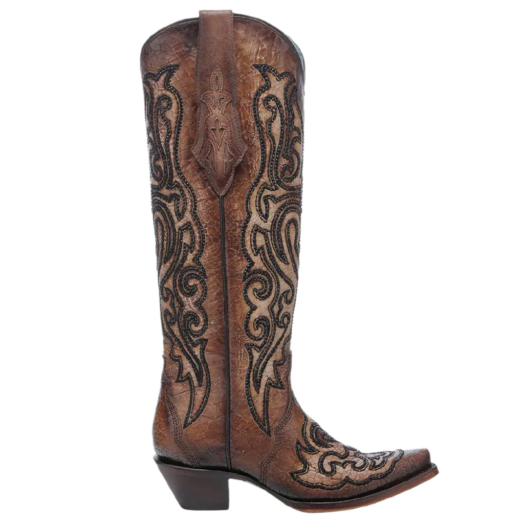 Corral Women's Embroidery/Crystal Cracked Cowboy Boot - Image 2