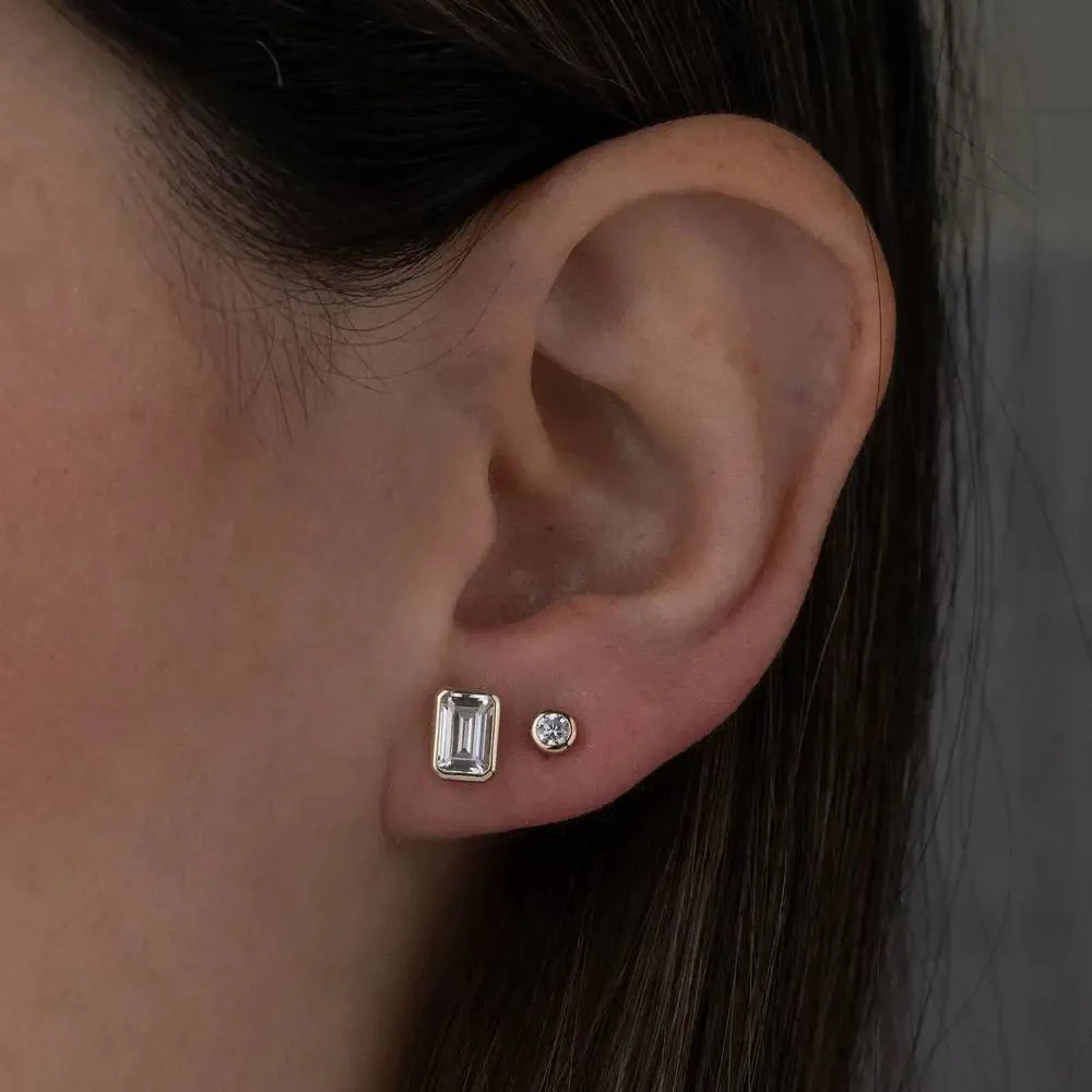 Emerald Cut Stud Earrings - Image 2