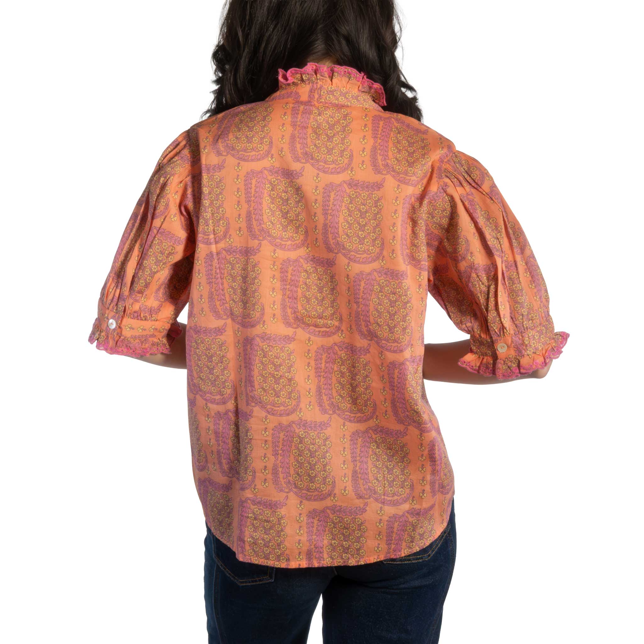 Ivy Jane Eyelet Ruffled Coral Top - Image 2