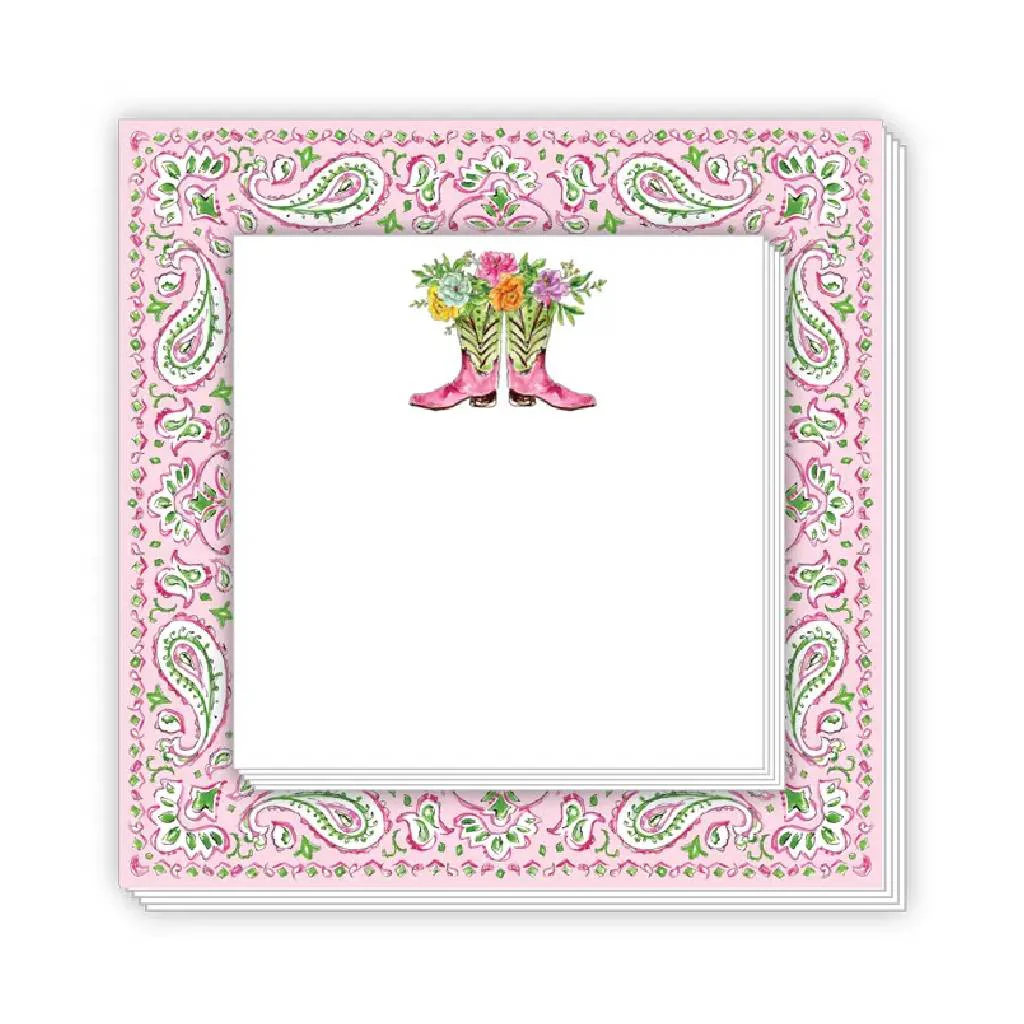 Fancy Western Boots With Flowers Notepad Duo