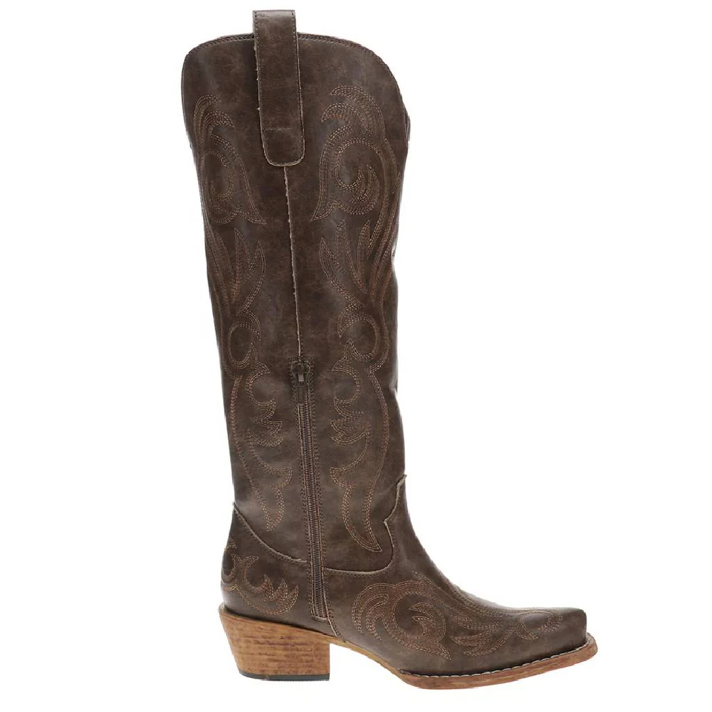 Roper Women's Ryder Vintage Brown Snip Toe Tall Embroidered Boot - Image 2