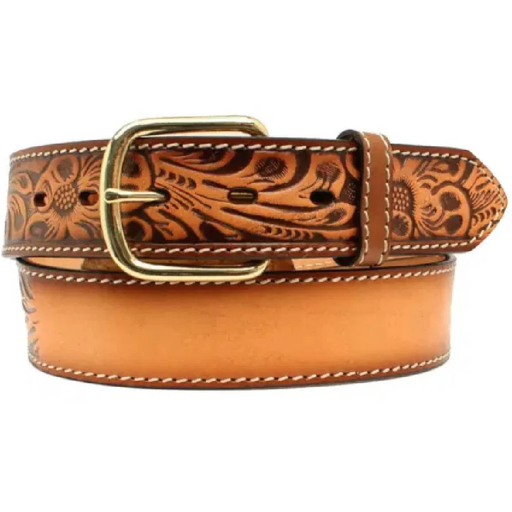 Western Floral Embossed Leather Belt - FINAL SALE