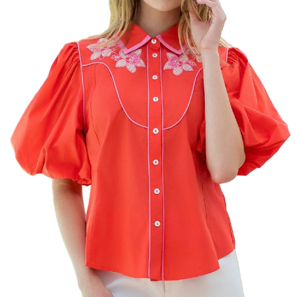Flower Embroidered Top