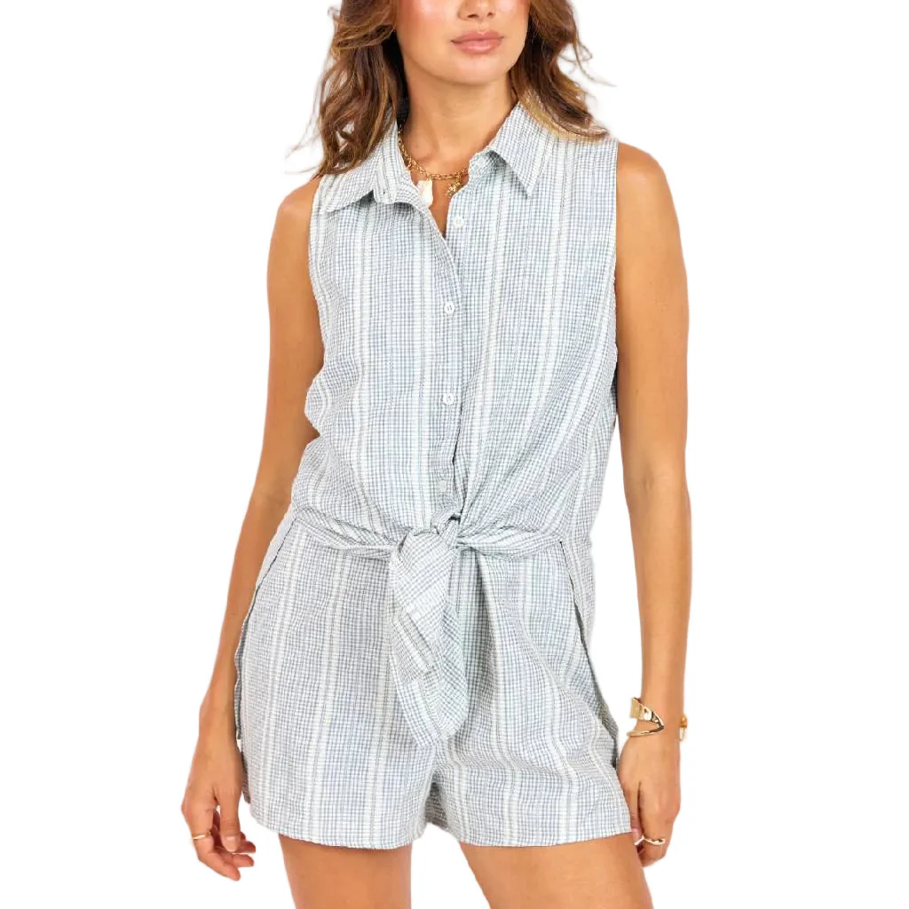Sage The Label Flying Kite Blue Ivory Romper