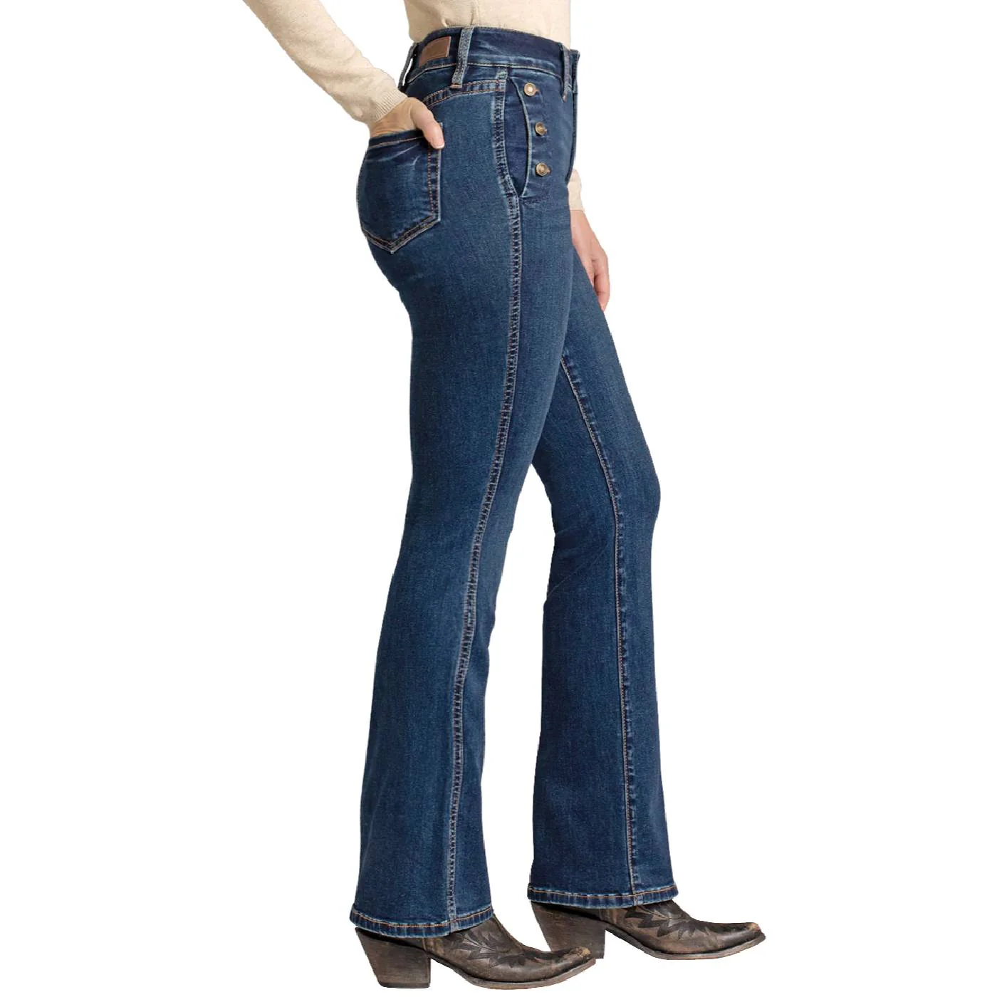 Rock & Roll Denim Women's Front Pocket Detail High Rise Jean - Image 2