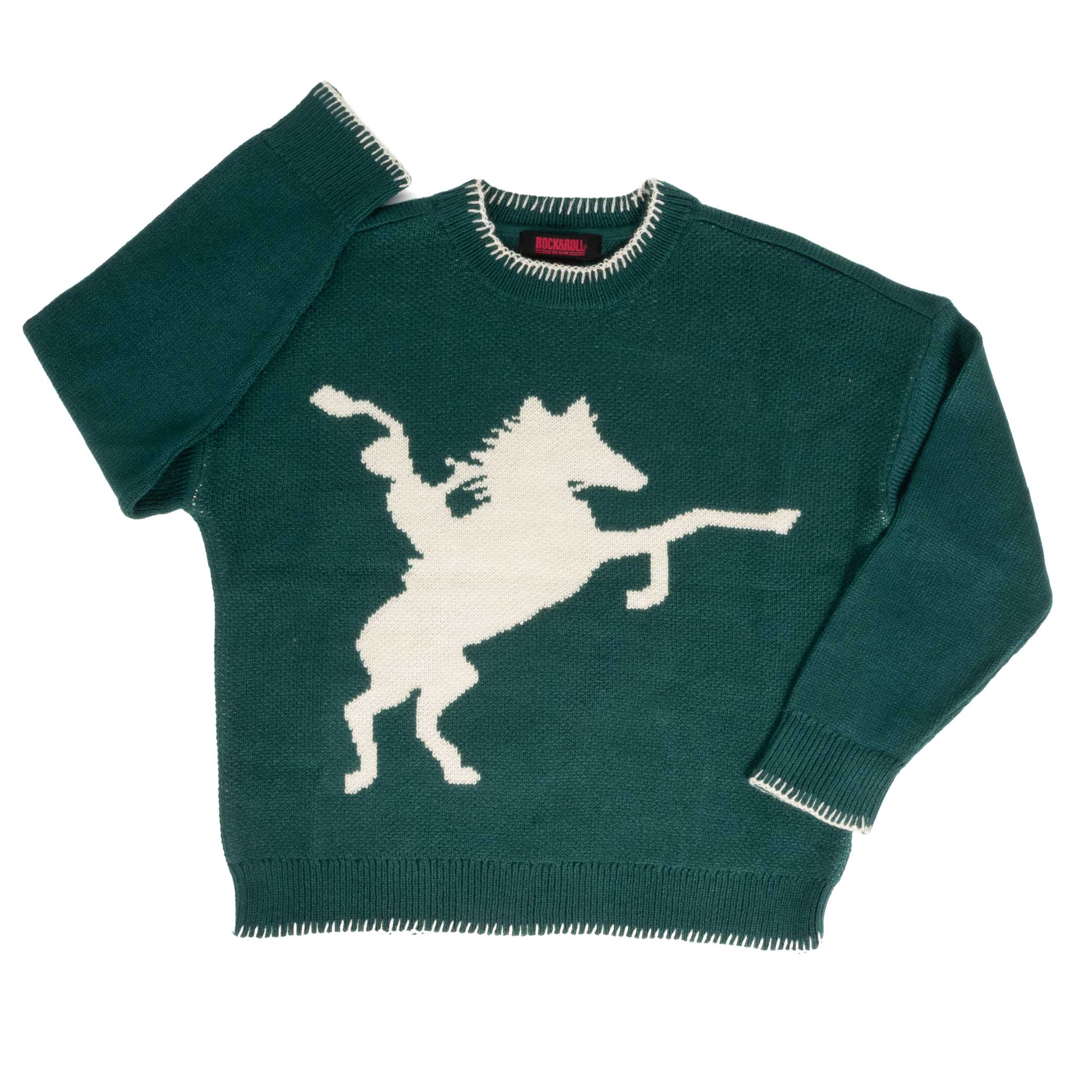 Rock & Roll Denim Girl's Horse Rider Teal Sweater - FINAL SALE