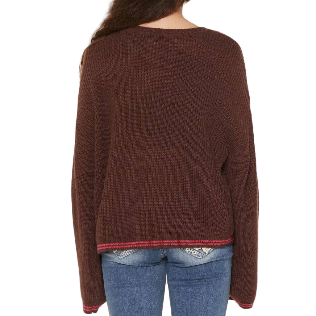 Rock & Roll Denim Girl's Howdy Chocolate Sweater - FINAL SALE - Image 2