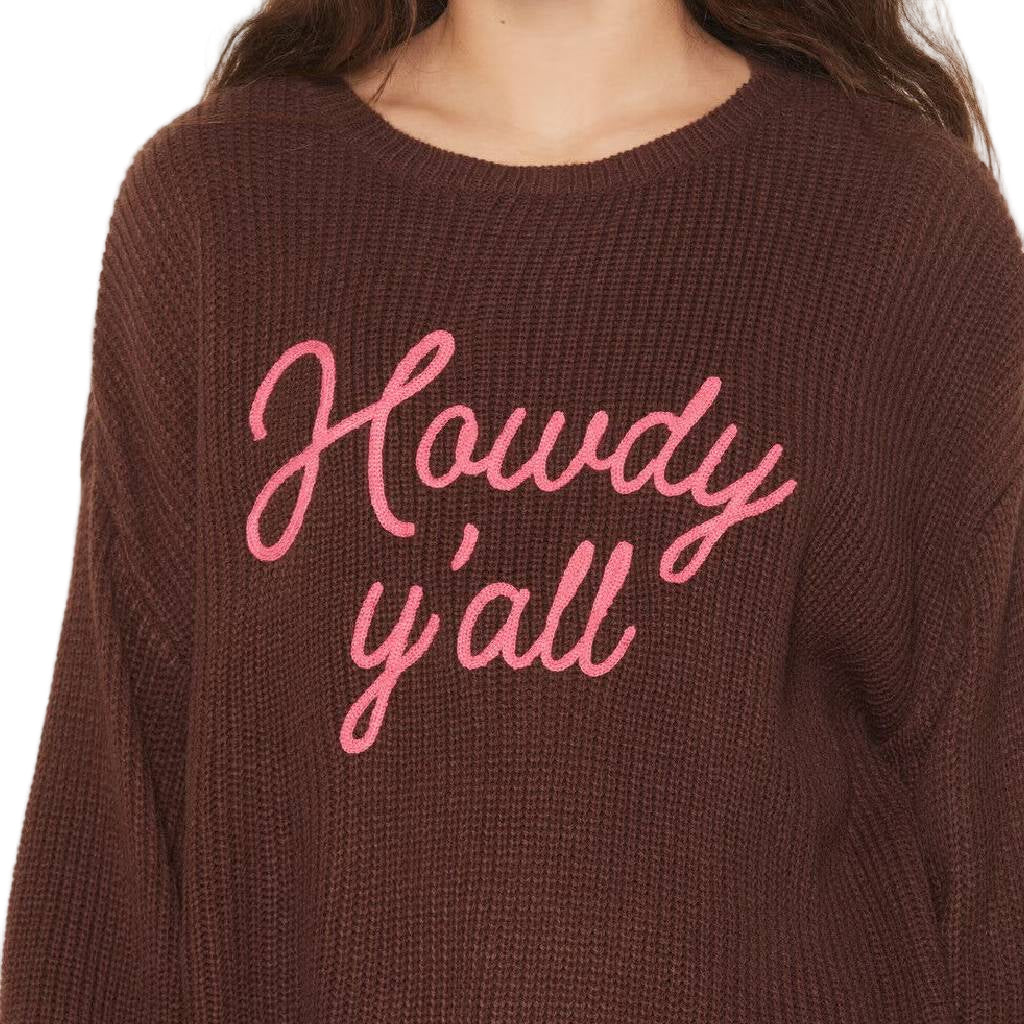 Rock & Roll Denim Girl's Howdy Chocolate Sweater - FINAL SALE - Image 3