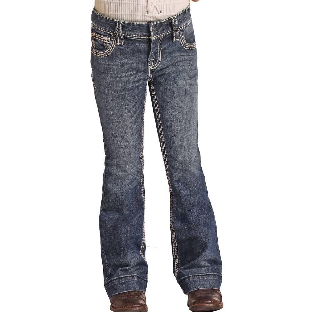 Rock & Roll Girls Dark Vintage Trouser Jeans - Image 2