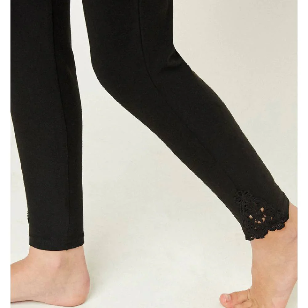 Hayden Girl's Lace Trim Brushed Legging - FINAL SALE - Image 2