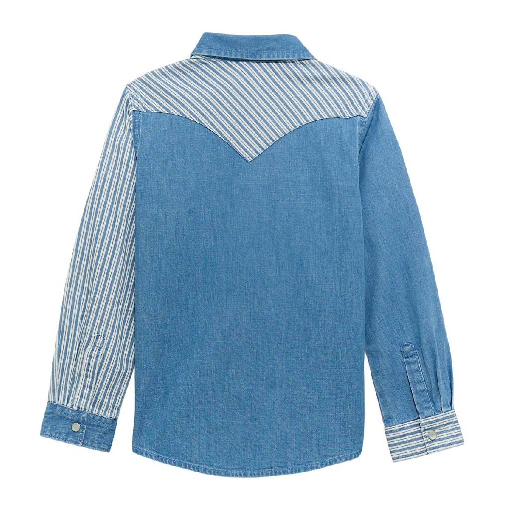Wrangler Girl's Denim Solid/Stripe Snap Shirt - FINAL SALE - Image 2