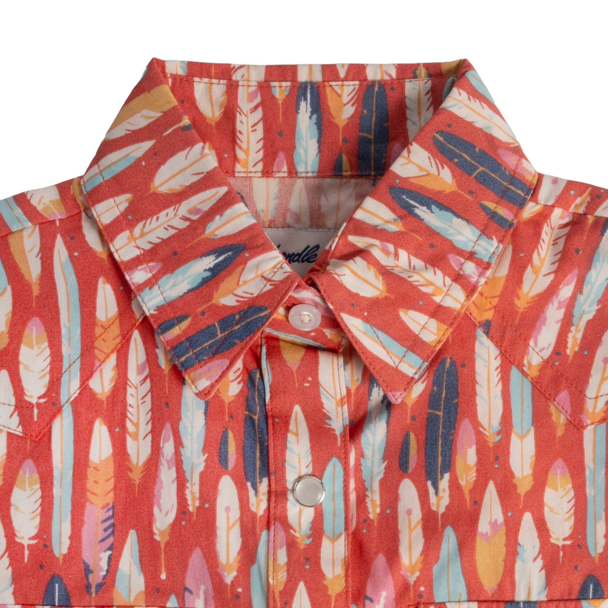Panhandle Slim Girl's Feather Print Western Pearl Snap Shirt - Image 2