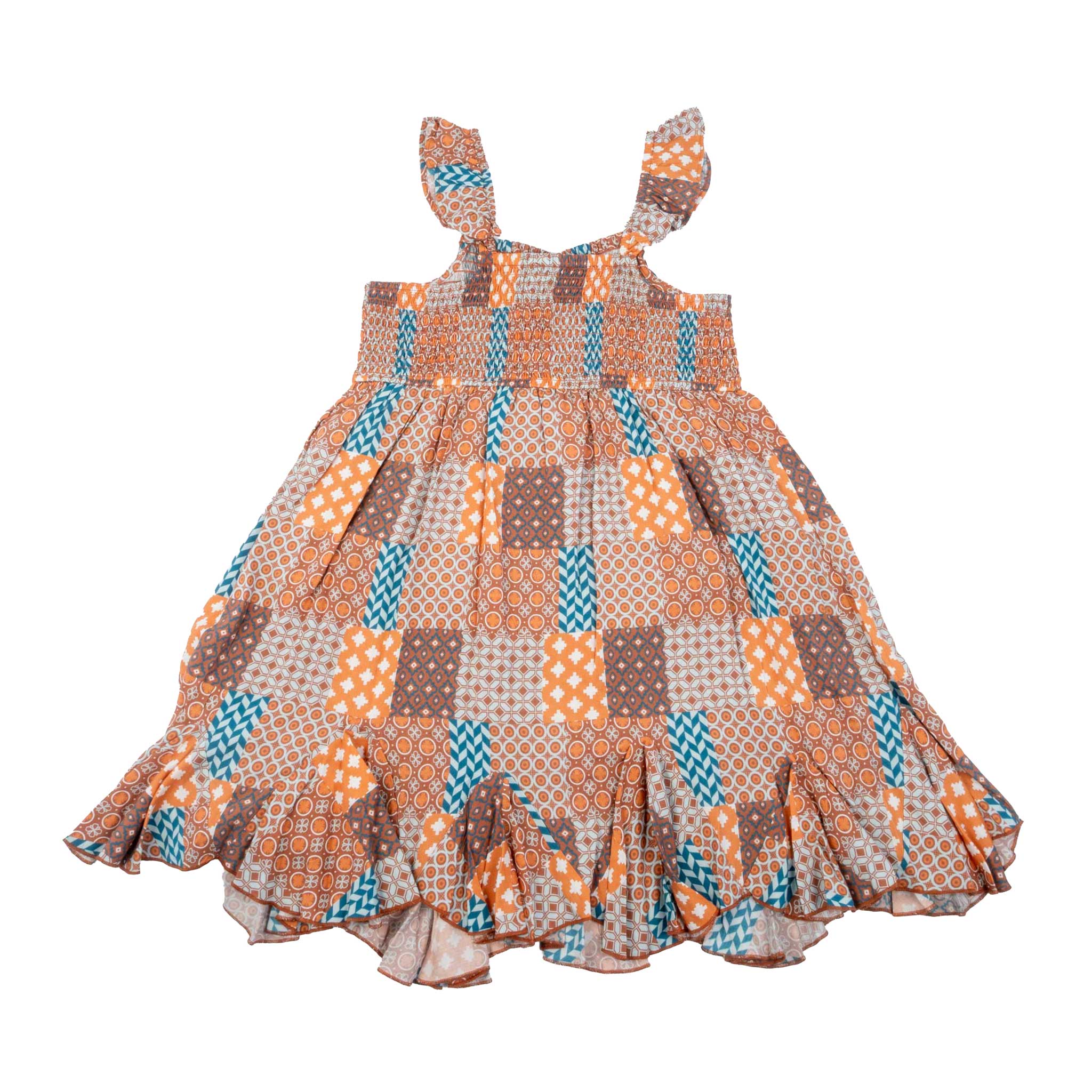 Rock & Roll Denim Girl's Patch Print Rust Mini Dress - Image 2