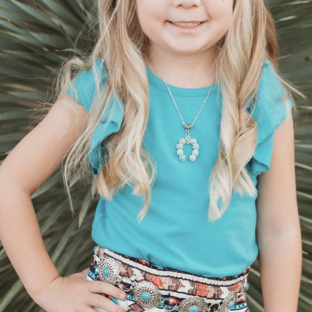 Shea Baby Girl's Ruffle Top - Turquoise - Image 2